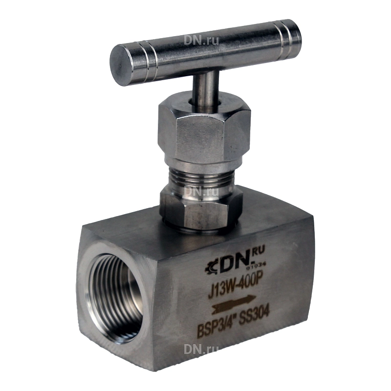Клапан игольчатый VN3131M-T-Ht 1/4″ Ду8 Ру400 резьбовой, корпус - нержавеющая сталь 304, уплотнение - металл, с Т-образной рукояткой