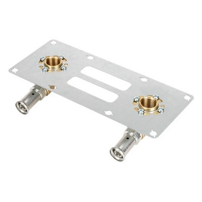 Водорозетка латунная HENCO 28PF Дн20x1/2″x20x1/2″ Ру16 двойная для гипсокартона, пресс